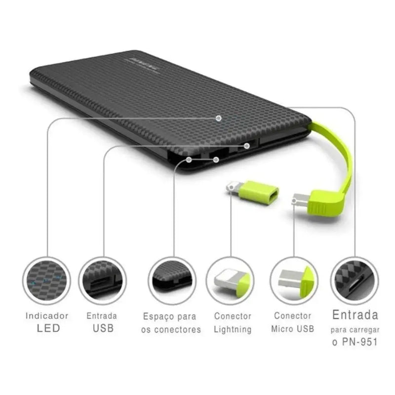 Carregador Portátil Power Bank 10.000mah Pineng-V8